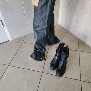 Black Leather Riding Chaps